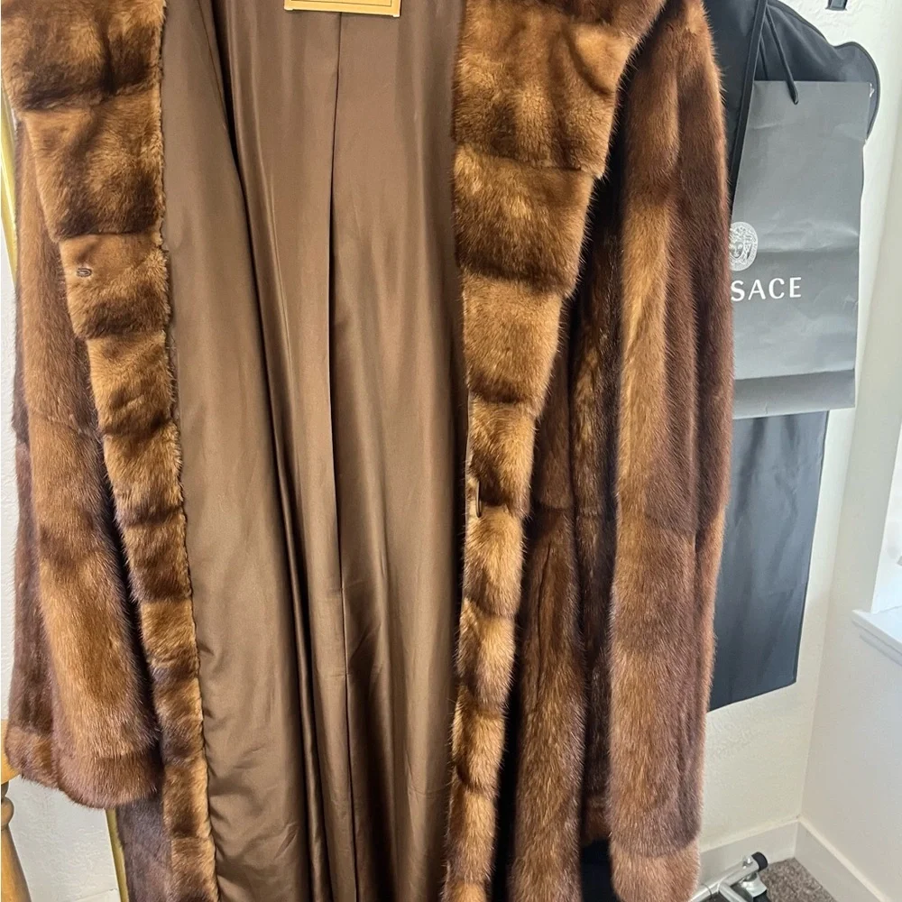 DENNIS BASSO Real Fur Full Length Hooded Fur Coat - Picture 2 of 11